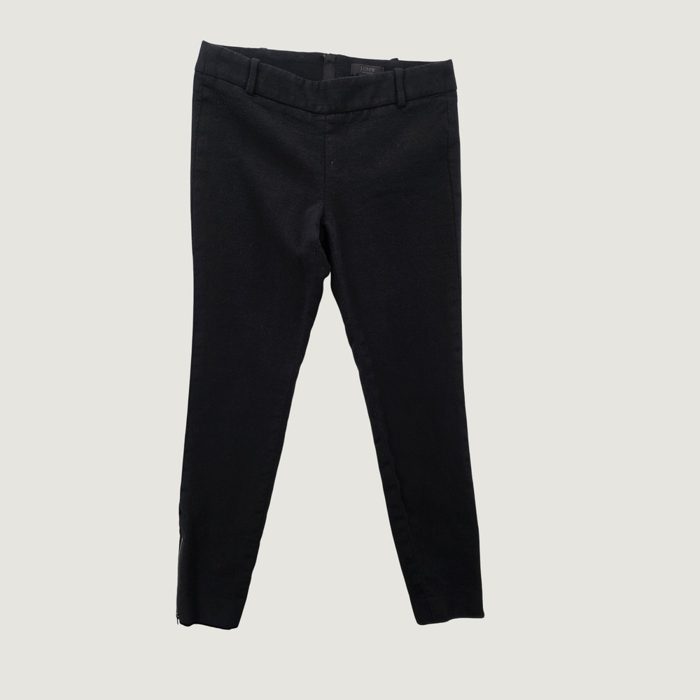 J Crew Collection Black Wool Blend Ankle Zip Skinny Pants Trousers Size 0 Slim